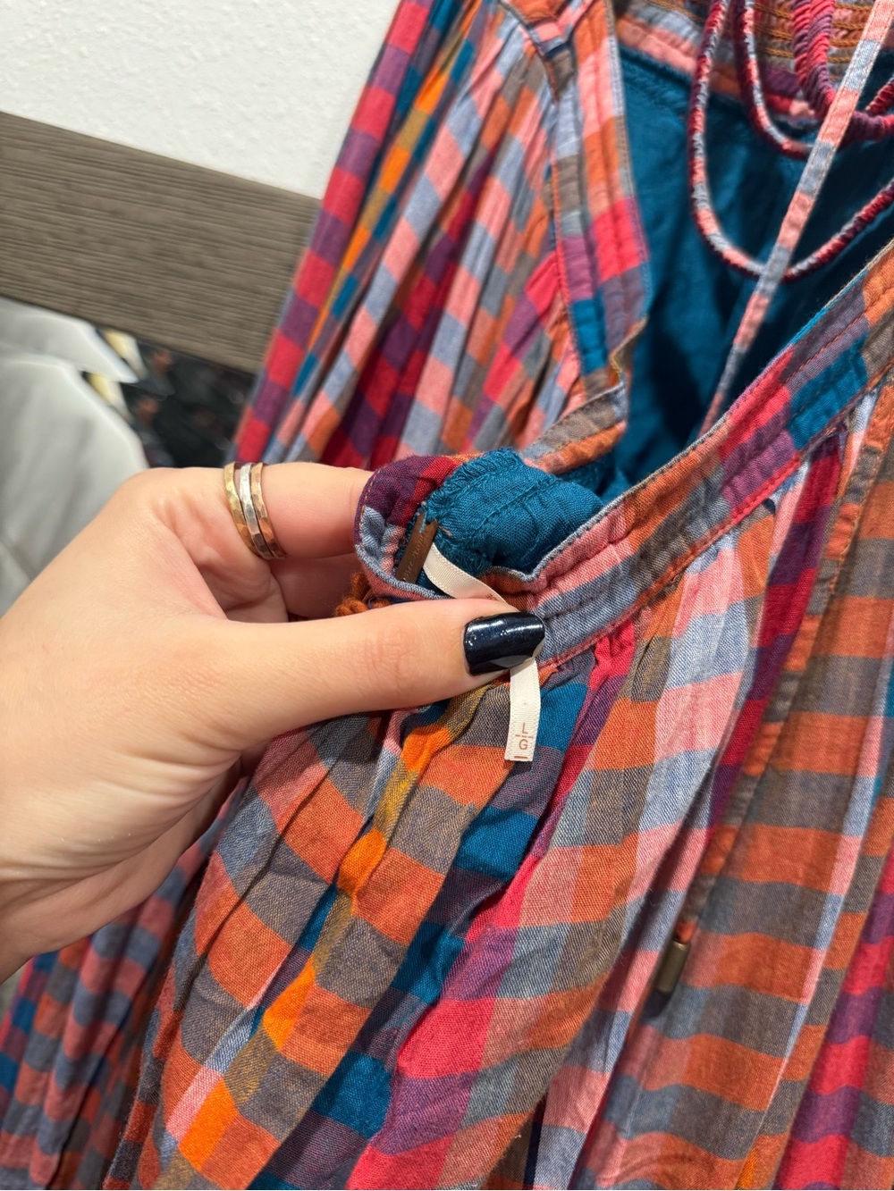 Free People Extratropical Smocked Plaid Halter Maxi Dress L - Picture 10 of 10